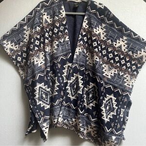 Cuddl Duds navy blue plush robe poncho Sz S/M